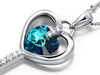 Load image into Gallery viewer, 3 Carat Blue Heart Love Key Pendant Necklace use Austrian Crystal XN443