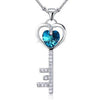 Load image into Gallery viewer, 3 Carat Blue Heart Love Key Pendant Necklace use Austrian Crystal XN443