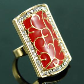 Vintage Style Red Gold Ring use Swarovski Crystal XR046