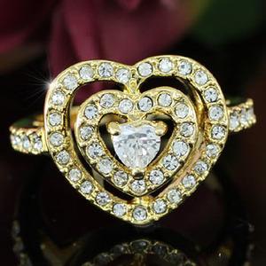 Heart Gold Plated Ring use Swarovski Crystal XR104