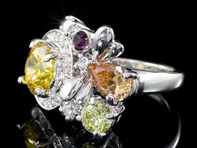 3 Carat Multi-Colour Flower Created Topaz Ring XR105