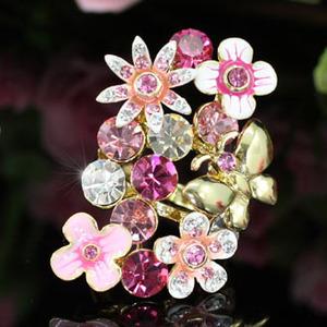 Butterfly Pink Flower Ring use Austrian Crystal XR117