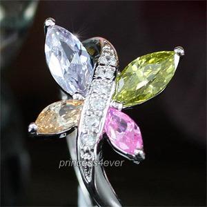 Multi-color Simulated Topaz Butterfly Sparkling Ring XR128