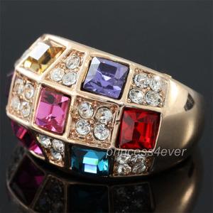 Multi-Colour Rose Gold Plated Ring use Swarovski Crystal XR173
