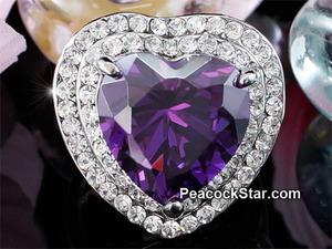 7 Carat Heart Dark Purple Created Sapphire Ring XR181