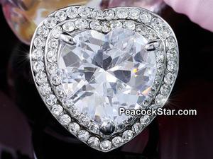 7 Carat Heart CZ Created Stone Ring use Austrian Crystal XR182
