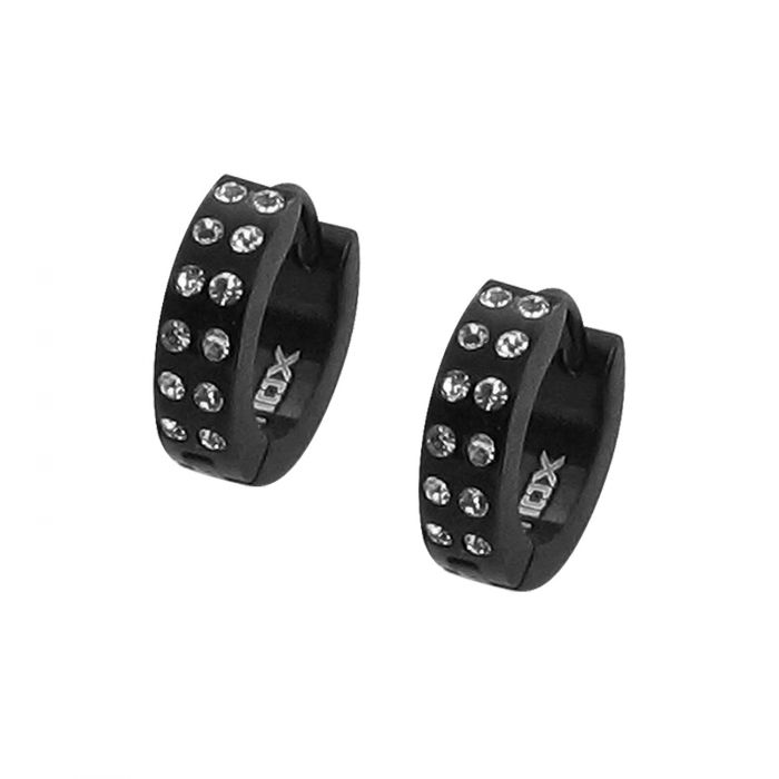 Black Plated Huggies Earrings with CZs