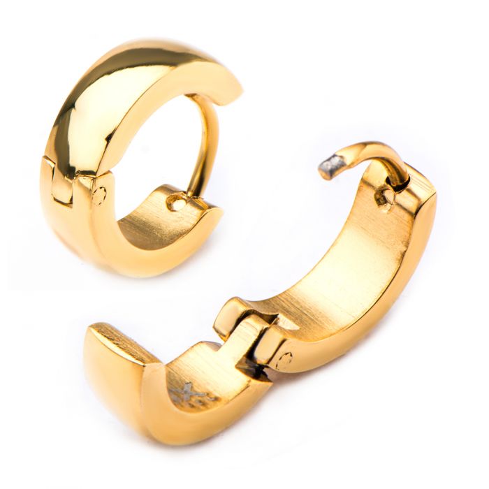 9mm/4mm Inox Jewelry Gold Plated Huggies Earrings