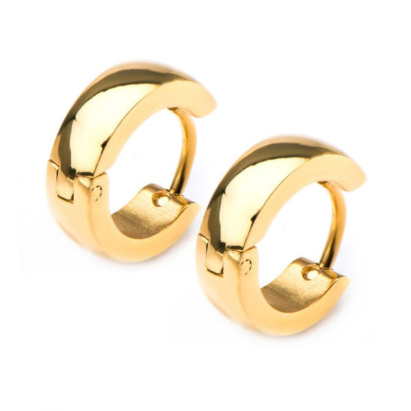 9mm/4mm Inox Jewelry Gold Plated Huggies Earrings