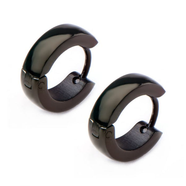 9mm/4mm Inox Jewelry Black Plated Huggies Earrings