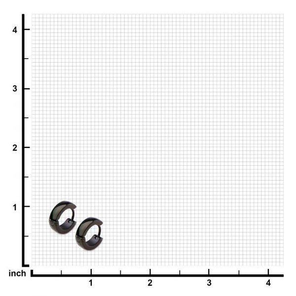 9mm/4mm Inox Jewelry Black Plated Huggies Earrings