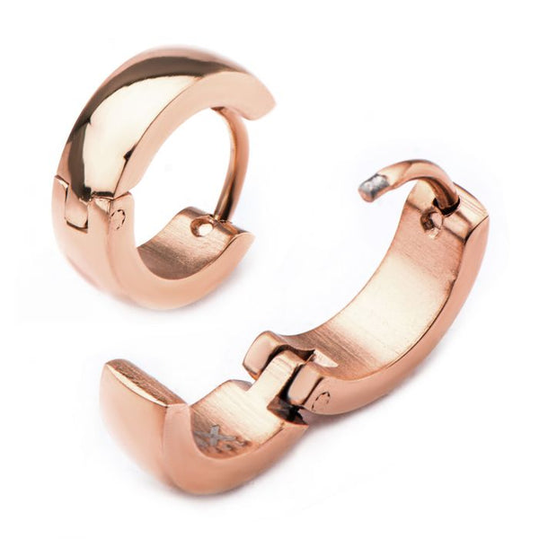 9mm/4mm Inox Jewelry Rose Gold Plated Huggies Earrings