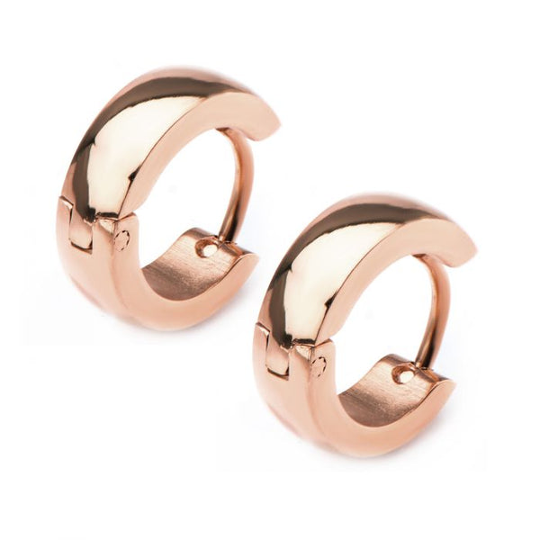 9mm/4mm Inox Jewelry Rose Gold Plated Huggies Earrings