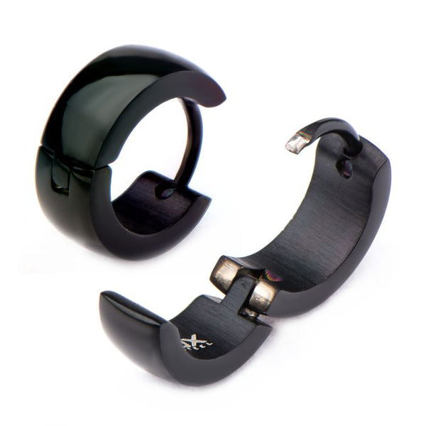 9mm/5mm Inox Jewelry Black Plated Huggies Earrings