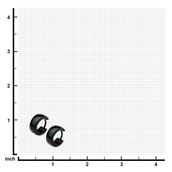 9mm/5mm Inox Jewelry Black Plated Huggies Earrings