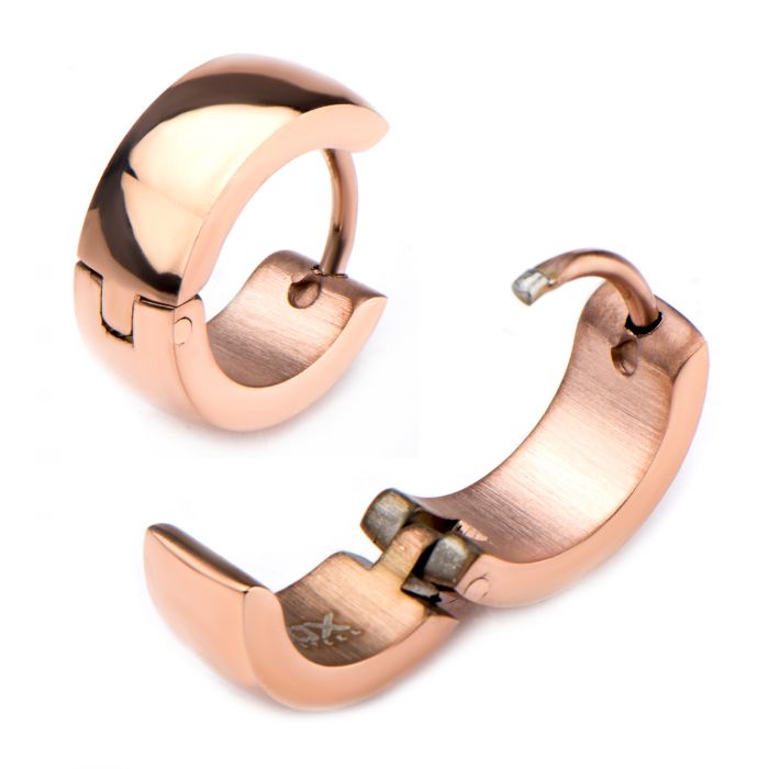 9mm/5mm Inox Jewelry Rose Gold Plated Huggies Earrings