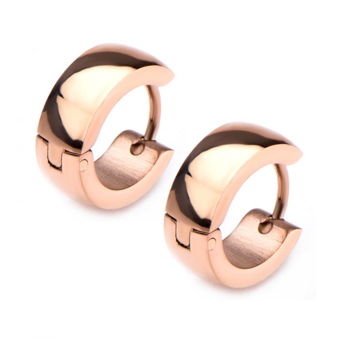 9mm/5mm Inox Jewelry Rose Gold Plated Huggies Earrings