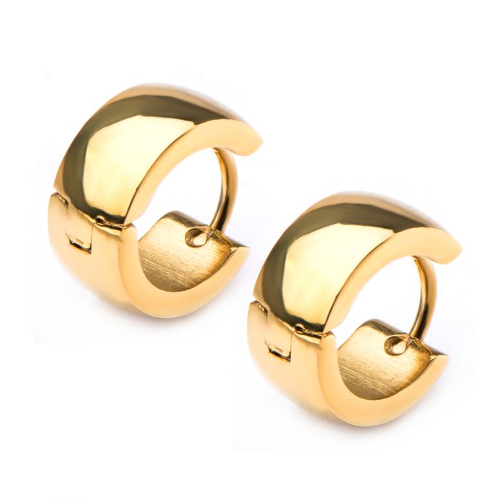 9mm/6mm Inox Jewelry Gold Plated Huggies Earrings
