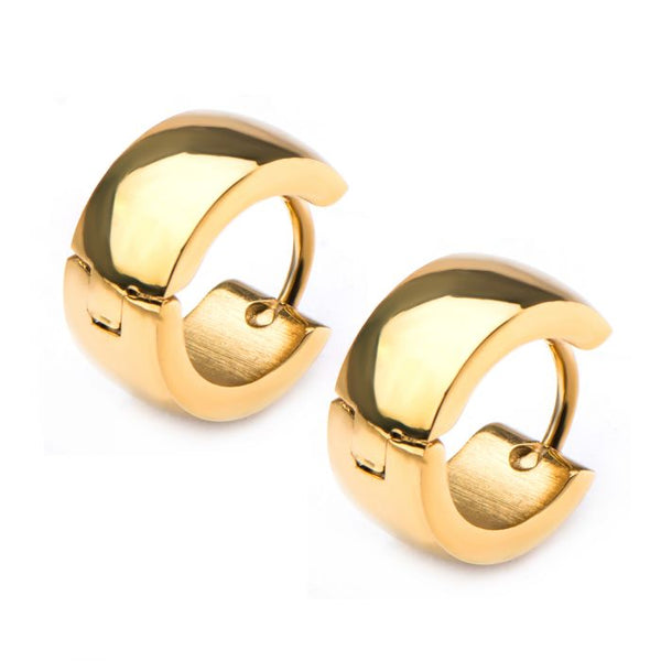 9mm/6mm Inox Jewelry Gold Plated Huggies Earrings