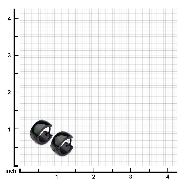 9mm/6mm Inox Jewelry Black Plated Huggies Earrings