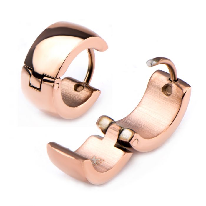 9mm/6mm Inox Jewelry Rose Gold Plated Huggies Earrings