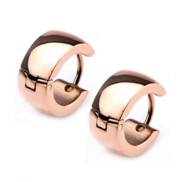 9mm/6mm Inox Jewelry Rose Gold Plated Huggies Earrings