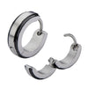 Load image into Gallery viewer, Black Plated Line Sides Steel Huggies