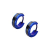 Load image into Gallery viewer, Black &amp; Blue Plated Side Lines Huggie Earrings