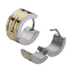 Load image into Gallery viewer, Steel Huggies with Plated Gold Alternate Lines