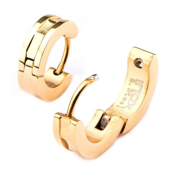 Stainless Steel Gold Plated Huggies Earrings