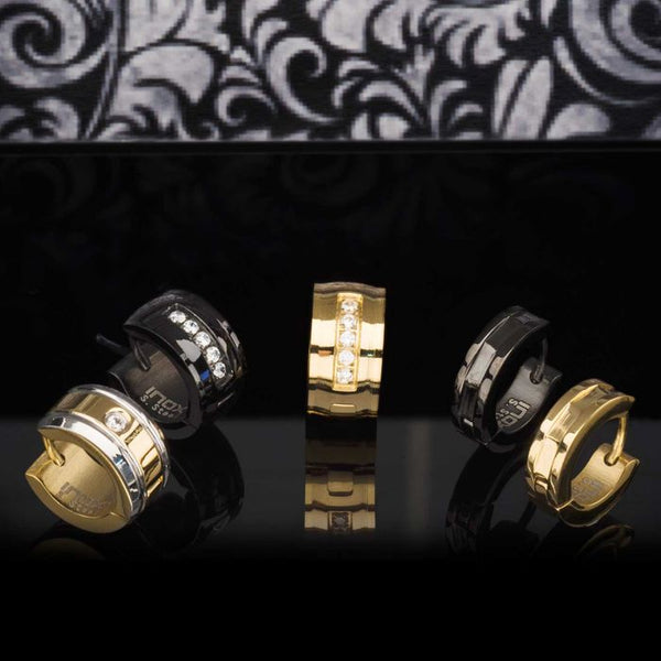 Stainless Steel Black Plated Huggies Earrings