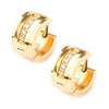 Load image into Gallery viewer, Stainless Steel Gold Plated with 5 Clear CZ Gem Huggies Earrings