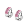 Load image into Gallery viewer, Light Pink Crystal Gem in Steel Huggies Earrings