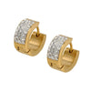 Load image into Gallery viewer, Clear Pave Set CZ Stones in Plated Gold Huggies Earrings