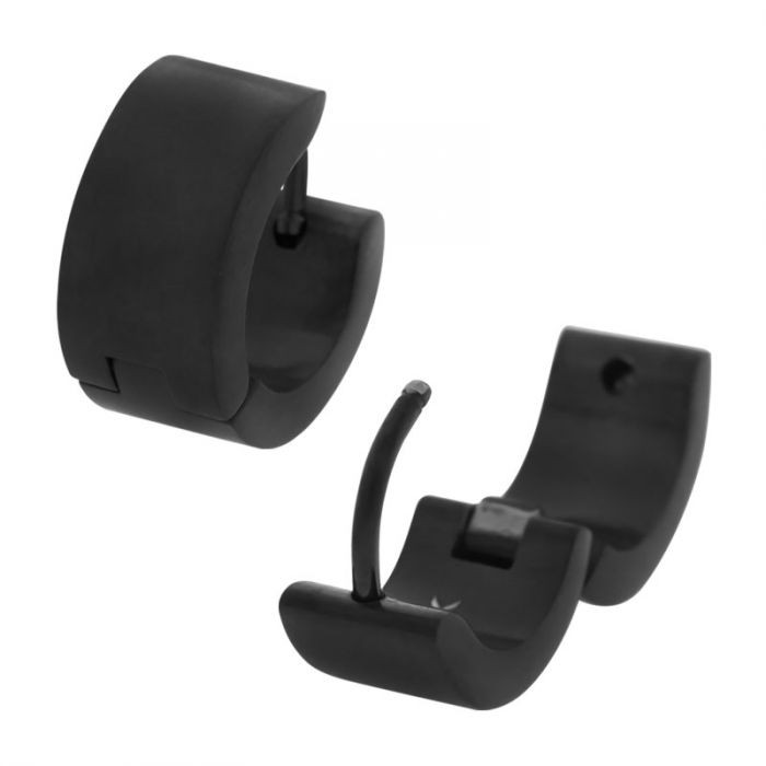 Plated Black 6.8mm Huggies Earrings