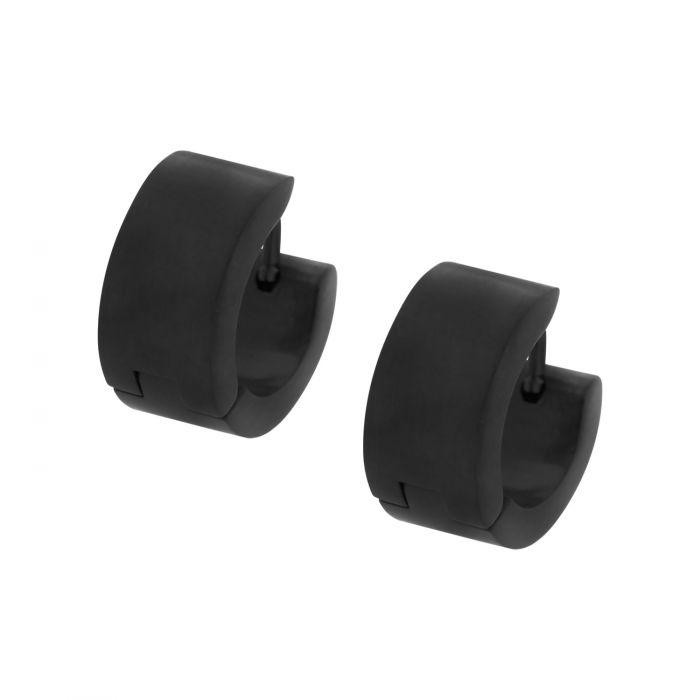 Plated Black 6.8mm Huggies Earrings