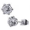 Load image into Gallery viewer, Prong Set Clear CZ Steel Stud Earrings (Unisex)