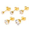 Load image into Gallery viewer, Gold Plated Steel with Clear CZ Stud Earrings (Unisex)