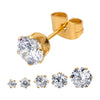 Load image into Gallery viewer, Gold Plated Steel with Clear CZ Stud Earrings (Unisex)