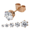 Load image into Gallery viewer, Rose Gold Plated Steel with Clear CZ Stud Earrings (Unisex)