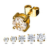 Load image into Gallery viewer, Stainless Steel and Gold Plated with Hashtag CZ Round Cut Stud Earrings