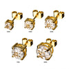 Load image into Gallery viewer, Stainless Steel and Gold Plated with Hashtag CZ Round Cut Stud Earrings