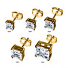 Load image into Gallery viewer, Stainless Steel and Gold Plated with Hashtag CZ Square Cut Stud Earrings