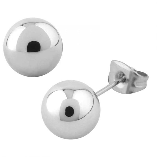 Steel Polished Finish Ball Stud Earrings