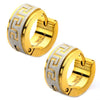 Load image into Gallery viewer, Plated Gold Greek Key Huggies Earrings