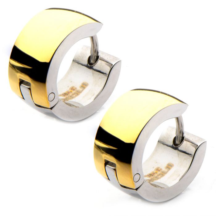 Plated Gold & Steel Inside Out Huggies Earrings