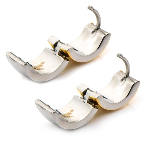 Plated Gold & Steel Inside Out Huggies Earrings