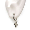 Load image into Gallery viewer, Stainless Steel Hoop with Cross Dangle Earrings