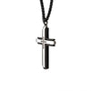 Load image into Gallery viewer, Stainless Steel Black Plated with Black CZs at the Center Cross Pendant with Black Wheat Chain