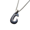 Load image into Gallery viewer, Stainless Steel and Blue Plated Antiqued Finish Hook Pendant with Chain